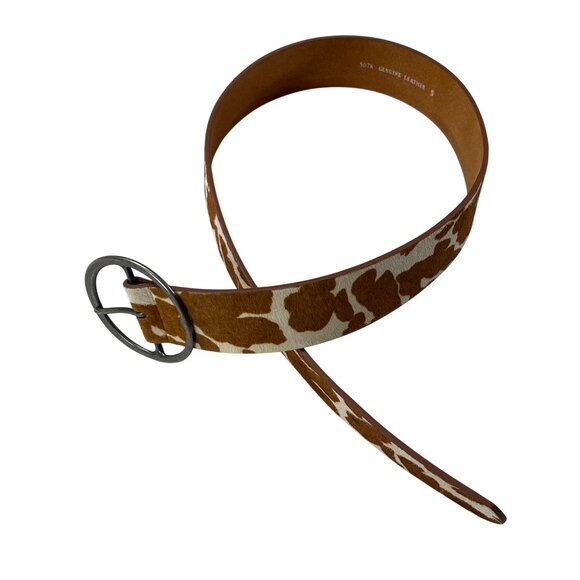 Cow print Leather Belt With Metal Buckle Size S - Picture 2 of 8